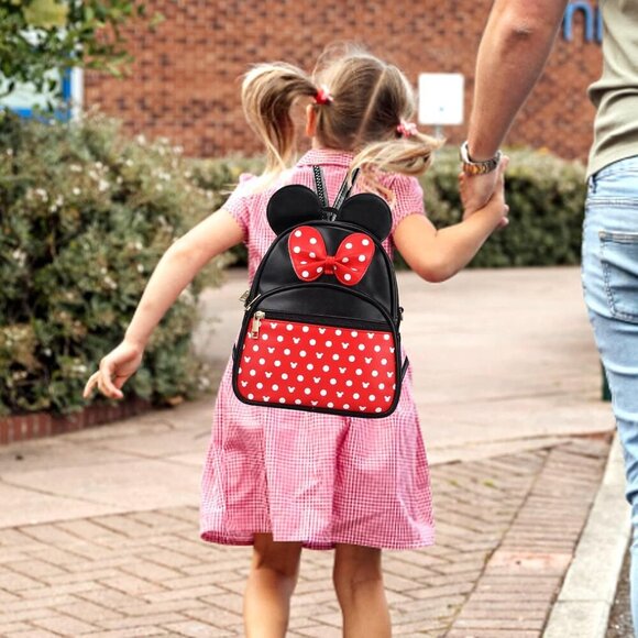 🆕 Dksyee Leather Cute Mini Mouse Women Black Bowknot PolkaDot Toddler Backpack - Picture 7 of 7
